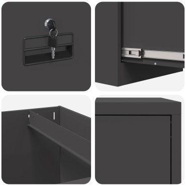 vidaXL Ντουλάπα Αρχείων Μαύρο 44x50x74,5cm Ψυχρής Έλασης Χάλυβας 1 τεμ.