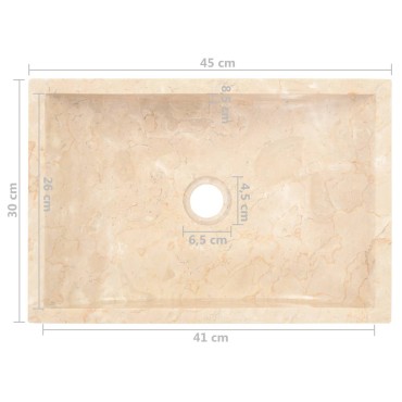 vidaXL Νιπτήρας Γυαλιστερό Κρεμ 45 x 30 x 12 εκ. Μαρμάρινος