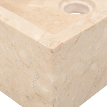 vidaXL Νιπτήρας Γυαλιστερό Κρεμ 45 x 30 x 12 εκ. Μαρμάρινος