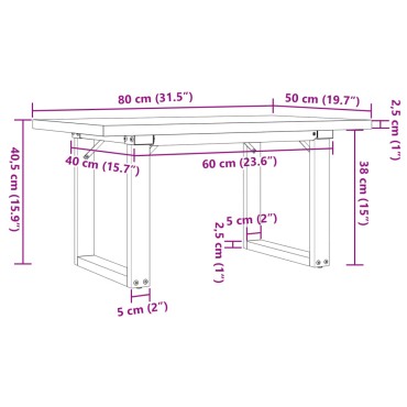 vidaXL Τραπεζάκι Σαλονιού Πλαίσιο Ο Μασίφ Πεύκο/Ατσάλι 80x50x40,5cm