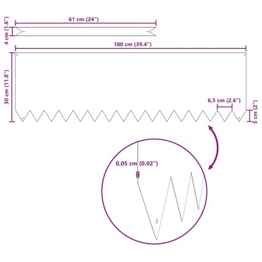 vidaXL Περίγραμμα γκαζόν 50 τμχ. 100 x 0,05 x 30 εκ Μαύρο