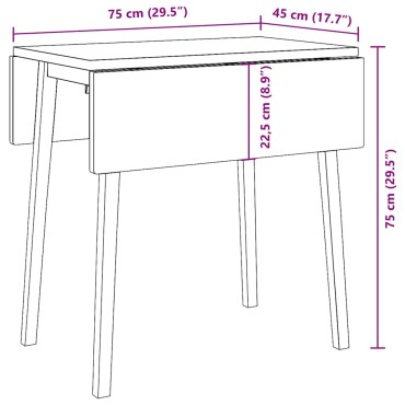vidaXL Τραπέζι τραπεζαρίας φυσικό μασίφ ξύλο καουτσούκ 90/45x75x75cm 1 τεμ.