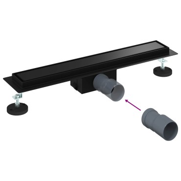 vidaXL 2 σε 1 εκροή ντους Μαύρο 50 cm Ανοξείδωτο Ατσάλι 304