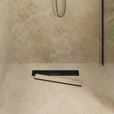 vidaXL 2 σε 1 εκροή ντους Μαύρο 60 cm Ανοξείδωτο Ατσάλι 304
