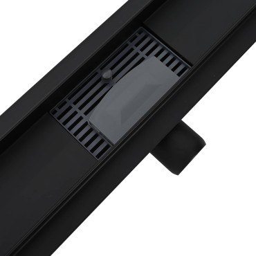 vidaXL 2 σε 1 εκροή ντους Μαύρο 60 cm Ανοξείδωτο Ατσάλι 304