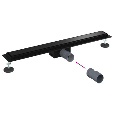 vidaXL 2 σε 1 εκροή ντους Μαύρο 70 cm Ανοξείδωτο Ατσάλι 304