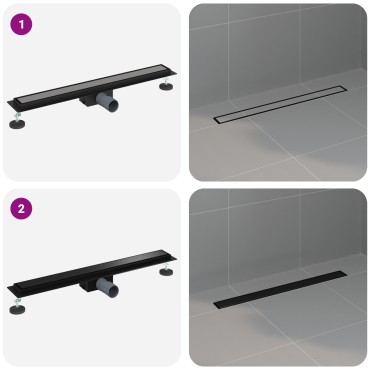 vidaXL 2 σε 1 εκροή ντους Μαύρο 70 cm Ανοξείδωτο Ατσάλι 304