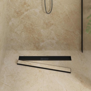 vidaXL 2 σε 1 εκροή ντους Μαύρο 70 cm Ανοξείδωτο Ατσάλι 304