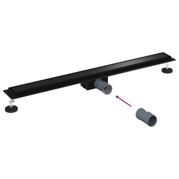 vidaXL 2 σε 1 εκροή ντους Μαύρο 90 cm Ανοξείδωτο Ατσάλι 304