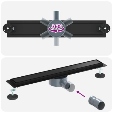 vidaXL Σιφόνι ντους 2-σε-1 με 360° σιφόνι Μαύρο 60 cm