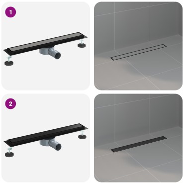 vidaXL Σιφόνι ντους 2-σε-1 με 360° σιφόνι Μαύρο 60 cm