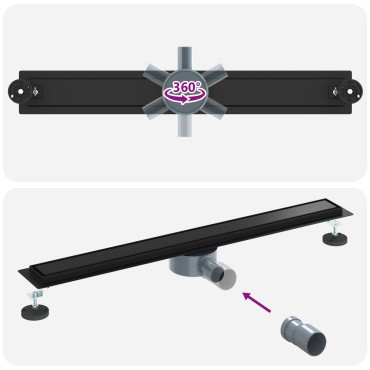 vidaXL Σιφόνι ντους 2-σε-1 με 360° σιφόνι Μαύρο 80 cm