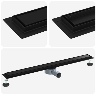 vidaXL Σιφόνι ντους 2-σε-1 με 360° σιφόνι Μαύρο 90 cm