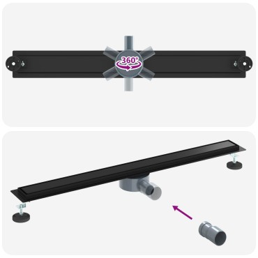 vidaXL Σιφόνι ντους 2-σε-1 με 360° σιφόνι Μαύρο 90 cm