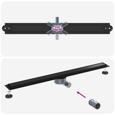 vidaXL Σιφόνι ντους 2-σε-1 με 360° σιφόνι Μαύρο 100 cm