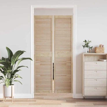 vidaXL Πόρτα Ντουλάπας με πόρτα 2 τεμ. Φυσικό 201 x 49,5 εκ