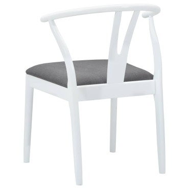 vidaXL Καρέκλα τραπεζαρίας 2 τεμ. Στερεό Ξύλο Ραβέντι Λευκό και Γκρι 54,5x58x77cm