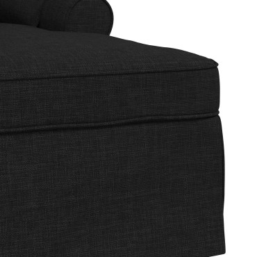 vidaXL Τσέιζ Λαζού με Φούστα 3 τεμ. Μαύρο ύφασμα 91x157x91cm