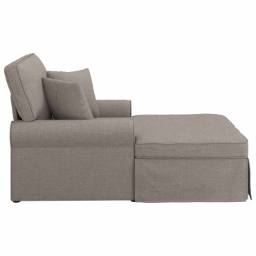 vidaXL Τσέιζ Λαζού με Φούστα 3 τεμ. Taupe ύφασμα 91x157x91cm