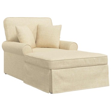 vidaXL Τσέιζ Λαζού με Φούστα 3 τεμ. Κρεμ ύφασμα 91x157x91cm