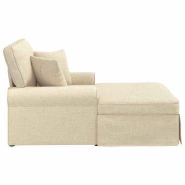 vidaXL Τσέιζ Λαζού με Φούστα 3 τεμ. Κρεμ ύφασμα 91x157x91cm