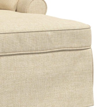 vidaXL Τσέιζ Λαζού με Φούστα 3 τεμ. Κρεμ ύφασμα 91x157x91cm