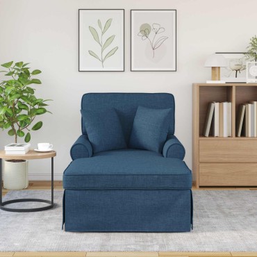 vidaXL Τσέιζ Λαζού με Φούστα 3 τεμ. Μπλε ύφασμα 91x157x91cm