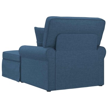 vidaXL Τσέιζ Λαζού με Φούστα 3 τεμ. Μπλε ύφασμα 91x157x91cm