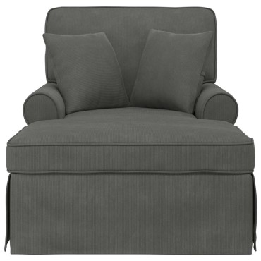 vidaXL Τσέιζ Λαζού με Φούστα 3 τεμ. Σκούρο Γκρι Υφασμάτινο Κορντουρά 91x157x91cm
