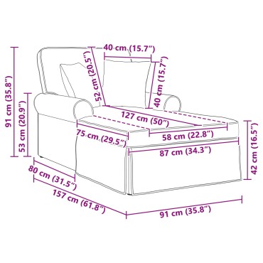 vidaXL Τσέιζ Λαζού με Φούστα Μπλε 91x157x91cm Ριγέ Ύφασμα