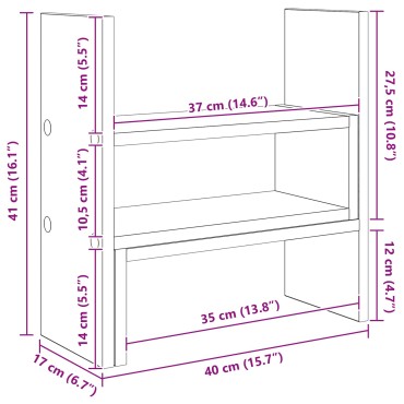 vidaXL Βάση Γραφείου Οθόνης Μαύρη Δρυς 40 x 17 x 41 εκ.