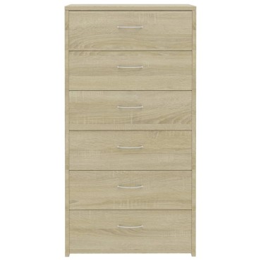vidaXL Συρταριέρα με 6 Συρτάρια Sonoma Δρυς 50x34x96cm Επεξ. Ξύλο 1 τεμ.