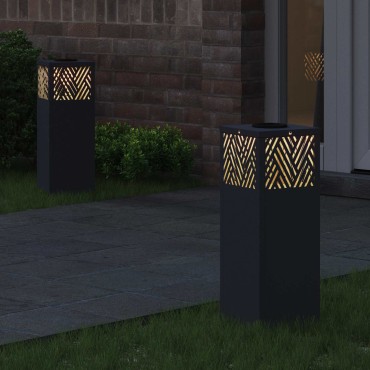 vidaXL Ηλιακό LED Φως Δρόμου 2 τμχ. Θερμό λευκό 18 x 18 x 50 εκ.
