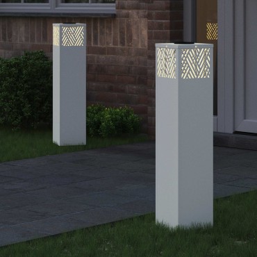 vidaXL Ηλιακό LED Φως Δρόμου 2 τμχ. Θερμό λευκό 18 x 18 x 80 εκ.