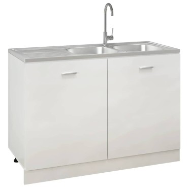 vidaXL Νεροχύτης Διπλή Γούρνα Ασημί 1200x500x155 χιλ. Ανοξείδ. Ατσάλι