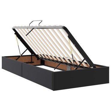 vidaXL Κρεβάτι με αποθηκευτικό χώρο και LED Μαύρο 200 x 200 cm