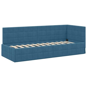 vidaXL Κρεβάτι γωνίας με στρώμα 2 τμχ. Μπλε 80 x 200 cm Βελούδο