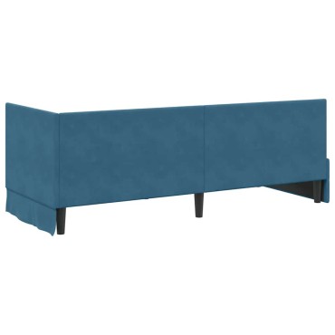 vidaXL Κρεβάτι γωνίας με στρώμα 2 τμχ. Μπλε 80 x 200 cm Βελούδο