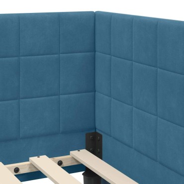 vidaXL Κρεβάτι γωνίας με στρώμα 2 τμχ. Μπλε 80 x 200 cm Βελούδο