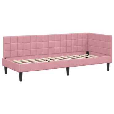 vidaXL Κρεβάτι γωνίας με στρώμα 2 τμχ. Ροζ 80 x 200 cm Βελούδο
