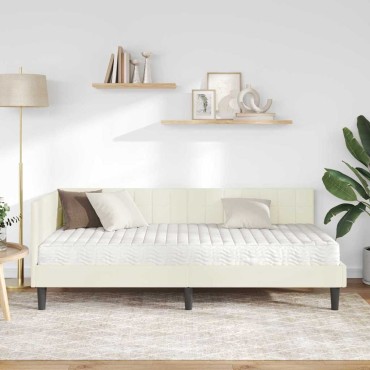 vidaXL Κρεβάτι γωνίας με στρώμα 2 τμχ. Κρεμ 90 x 200 cm Βελούδο