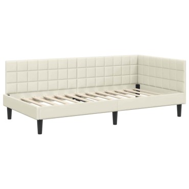 vidaXL Κρεβάτι γωνίας με στρώμα 2 τμχ. Κρεμ 90 x 200 cm Βελούδο