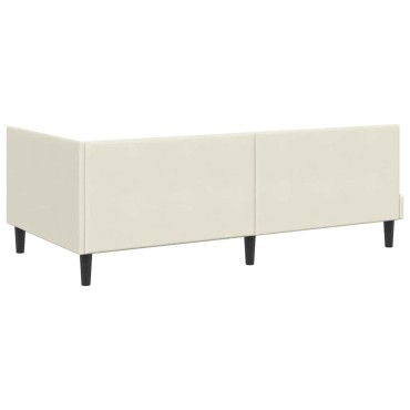 vidaXL Κρεβάτι γωνίας με στρώμα 2 τμχ. Κρεμ 90 x 200 cm Βελούδο