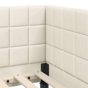 vidaXL Κρεβάτι γωνίας με στρώμα 2 τμχ. Κρεμ 90 x 200 cm Βελούδο