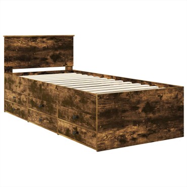 vidaXL Καναπές Κρεβάτι με συρτάρι Φουσκωτό δρυς και Μαύρο 100 x 200 cm