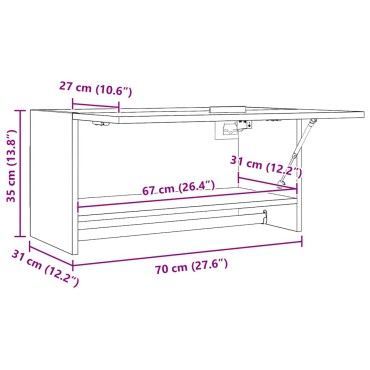 vidaXL Ντουλάπα Λευκή 70x32,5x35cm από Επεξ. Ξύλο 1 τεμ.