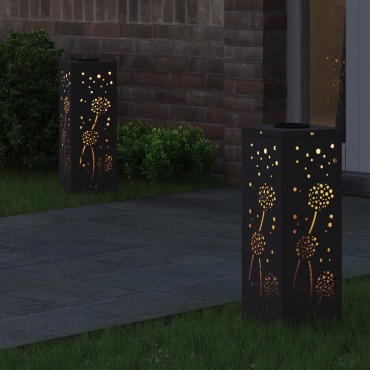 vidaXL Ηλιακό LED Φως Δρόμου 2 τμχ. Θερμό λευκό 18 x 18 x 50 εκ.