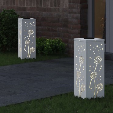 vidaXL Ηλιακό LED Φως Δρόμου 2 τμχ. Θερμό λευκό 18 x 18 x 50 εκ.