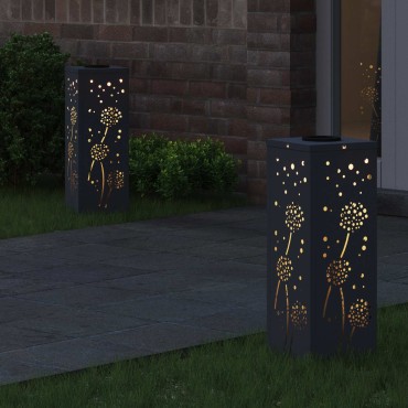 vidaXL Ηλιακό LED Φως Δρόμου 2 τμχ. Θερμό λευκό 18 x 18 x 50 εκ.