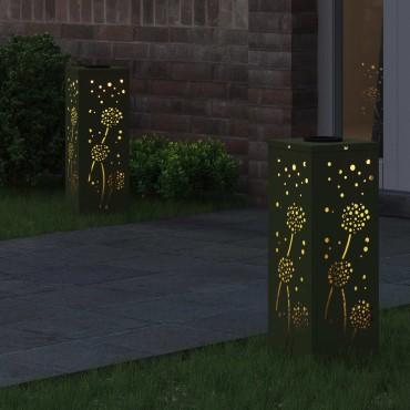 vidaXL Ηλιακό LED Φως Δρόμου 2 τμχ. Θερμό λευκό 18 x 18 x 50 εκ.